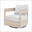 Fauteuil club pivotant en bois Telluride, finition blanc clair avec coussin beige-1041367469