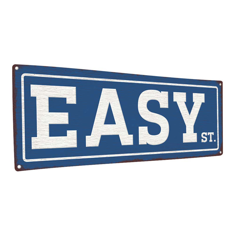 " Blue Easy St Metal Sign ", 5.75" H x 15.5" W