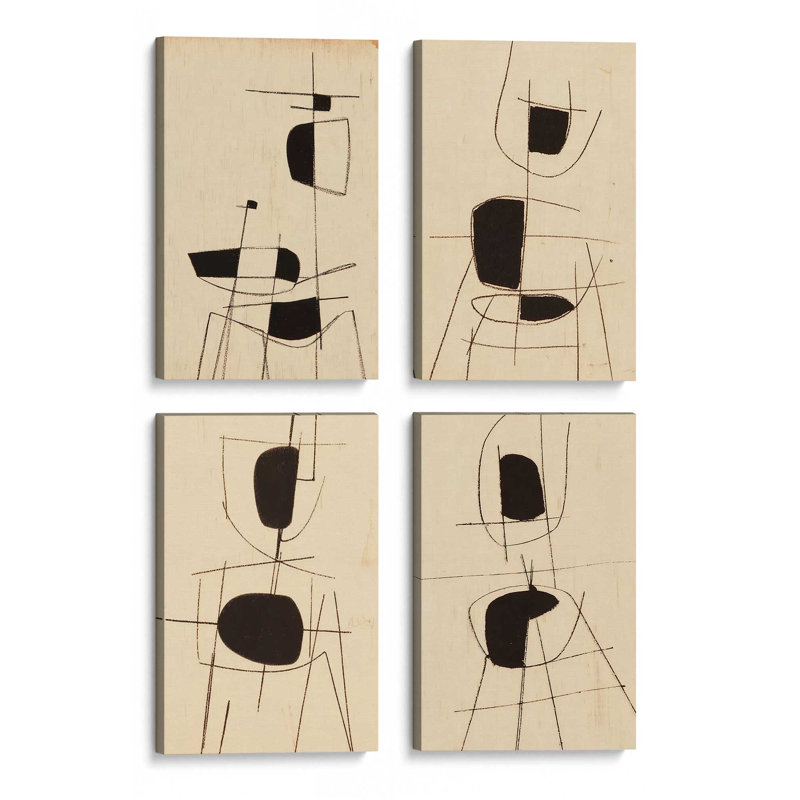 Ensemble de 4 imprimés «Lines of Stillness», Toile tendue, 30 po x 20 po