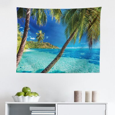 Ambesonne Ocean Tapestry, Image Of A Tropical Island Beach Theme The Palm Trees And Clear Sea Print, Fabric Wall Hanging Decor For Bedroom Living Room -  East Urban Home, 344E4E1C7B204F8EBB5347510153D64B