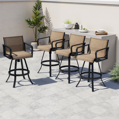 Ensemble de 4 tabourets de bar pivotants en aluminium pour l'extérieur / patio 43,31 po 