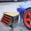 Chariot à outils multifonctionnel à 4 tiroirs avec roulettes et plateau en bois