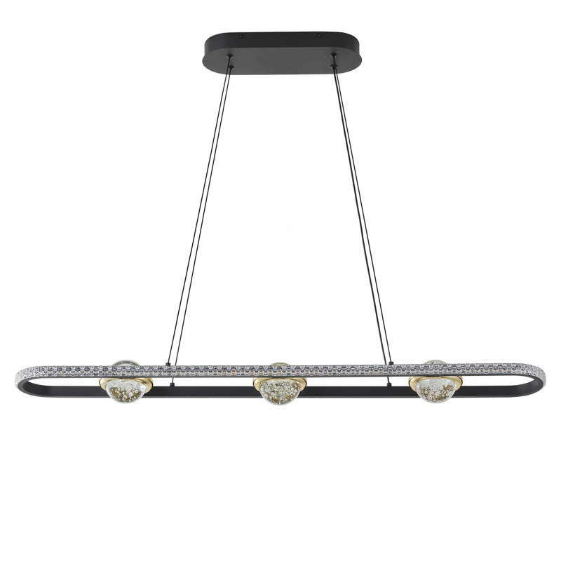 Lustre linéaire 38 po à DEL noir mat, hauteur réglable 3000K blanc chaud réglable, compatible avec les plafonds inclinés, homologué ETL / cETL