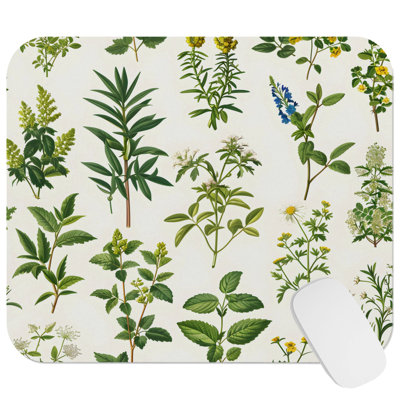 Botanical Wildflower & Botanical XII Cottage & Cottagecore Gaming Cute Office Laptop Desk Pad Gift Mat Square Rectangle Non-Slip Mousepad