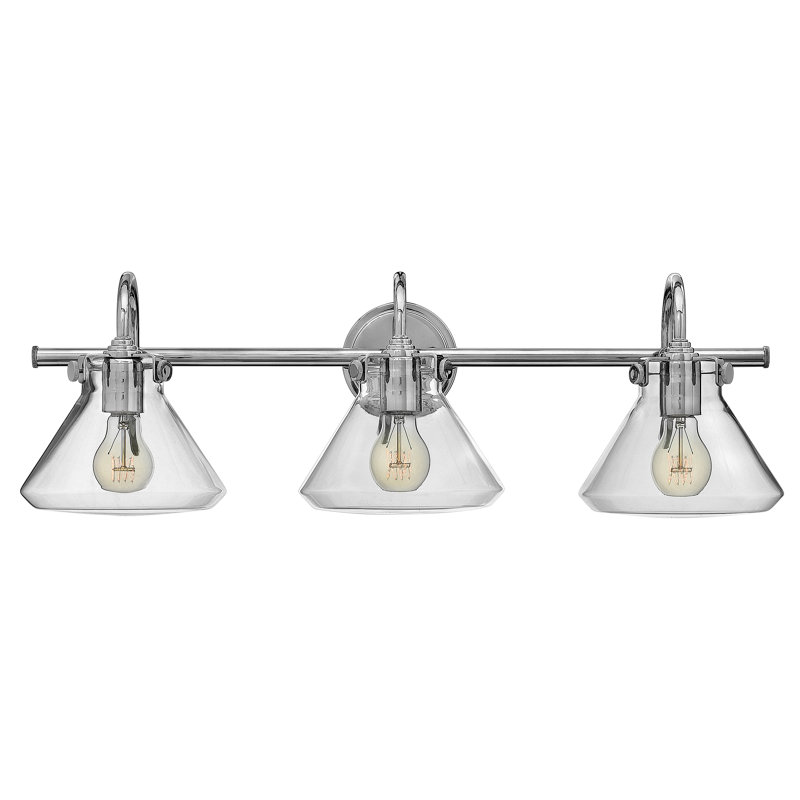 Chrome 3-Light Bath Fixture with Clear Glass Shades