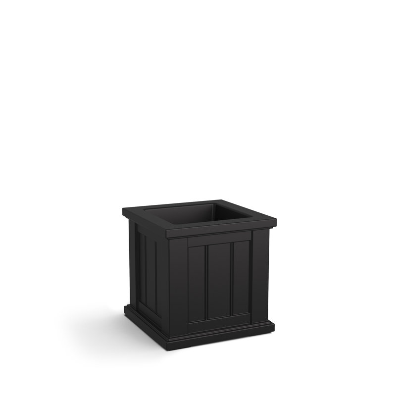 Selevae Resin Planter Box with Water Reservoir, 14" H x 14" W x 14" D, Black