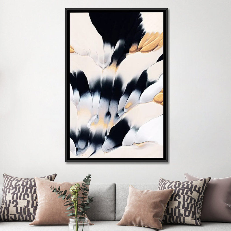 « Abstract Flow I » par Elisabeth Fredriksson-impression d’art graphique, H 60 po x l 40po x P 1,5 po, Toile avec cadre noir