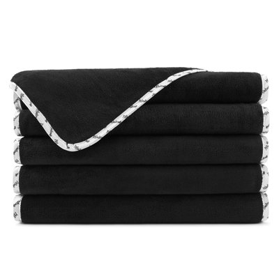 Arkwright Bck2U Coral Fleece Makeup Towel (11x17) PIPING - Black (6/Pack)