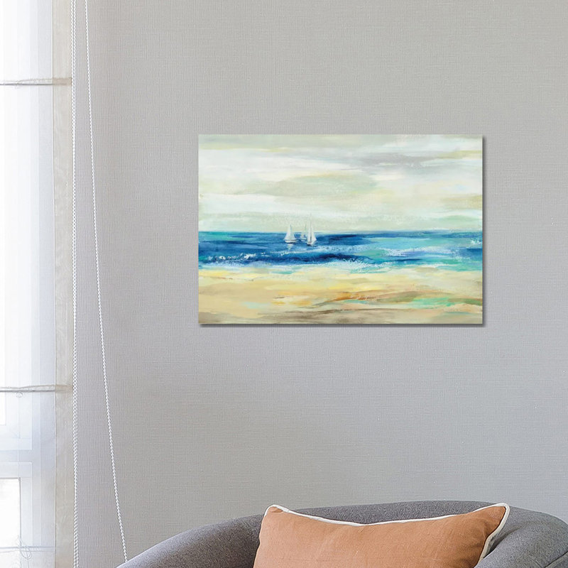 Sable et mer par Silvia Vassileva - reproduction d'art, Toile tendue, Pas de tapis, H 18 po x l 26 po x P 1,5 po