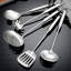 Ensemble d'ustensiles de cuisine professionnel en acier inoxydable 6 pièces avec cuillère rainurée, cuillère solide et tourneur pour la cuisson et la friture