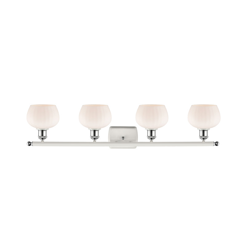 Éclairage de salle de bain à intensité variable 4 lumières Lyman, Ampoule incandescente rétro de 60 watts, Blanc mat