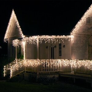 Symple Stuff Outdoor 110 LED Solar Curtain String Lights & Reviews ...