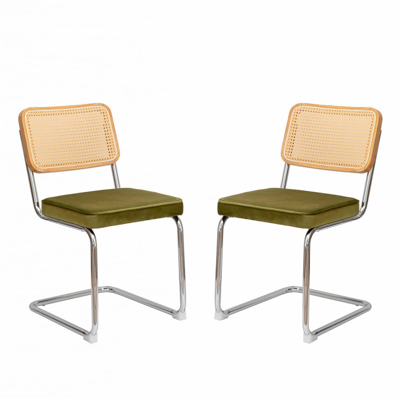 Dining Chairs Set Of 2,Rattan Side Accent Chairs, Green