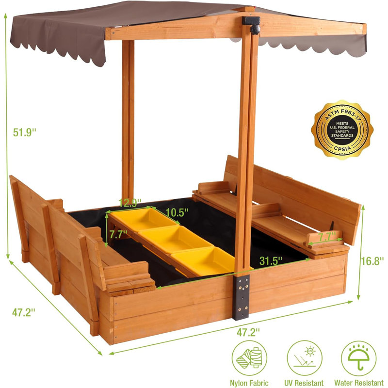 Aivituvin 47.2'' x 51.9'' Square Sandbox with Cover