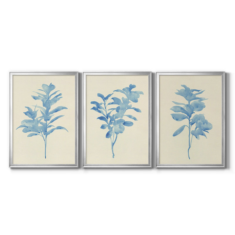 Verditer Fig I - toile tendue avec châssis encadré - 3 pièces, H 19 po x l 27 po, Argent argent