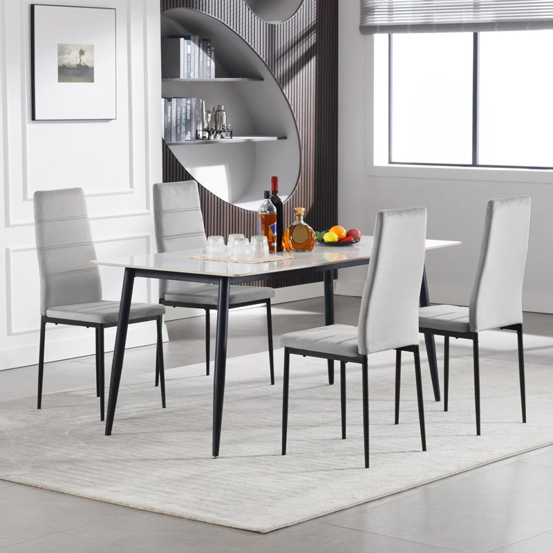Nowah 47.5cm H Velvet Upholstered Full Back Parsons Chair, Grey