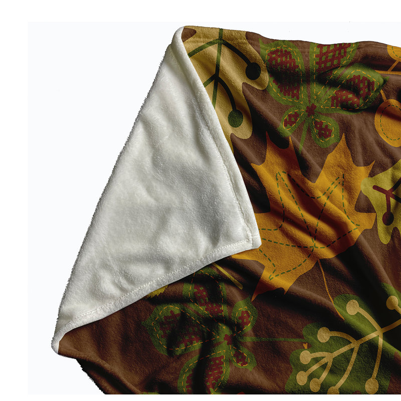 Fall Leaves Autumn Throw Blanket, Brown, 50" W x 60" L