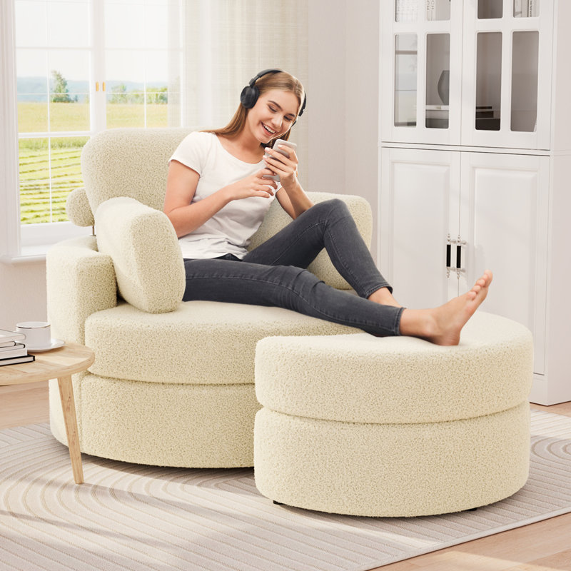 Lounge Chair Cuddler Swivel Sofa Chair Plush Snuggle Swivel Chair