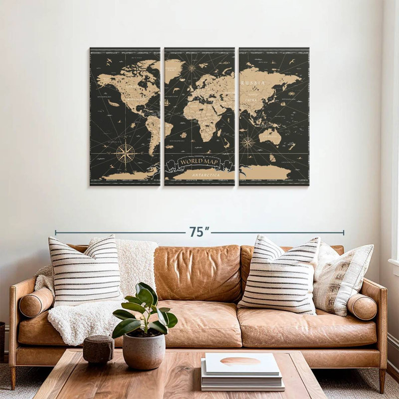 Aliaz Grand World Map, 36" H x 57" W
