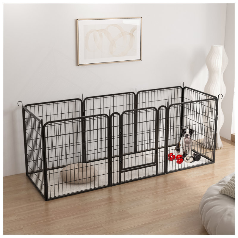 Parc pour enfants 8 panneaux en métal robuste avec porte, idéal pour les enclos intérieurs et extérieurs pour animaux de compagnie, durable et polyvalent