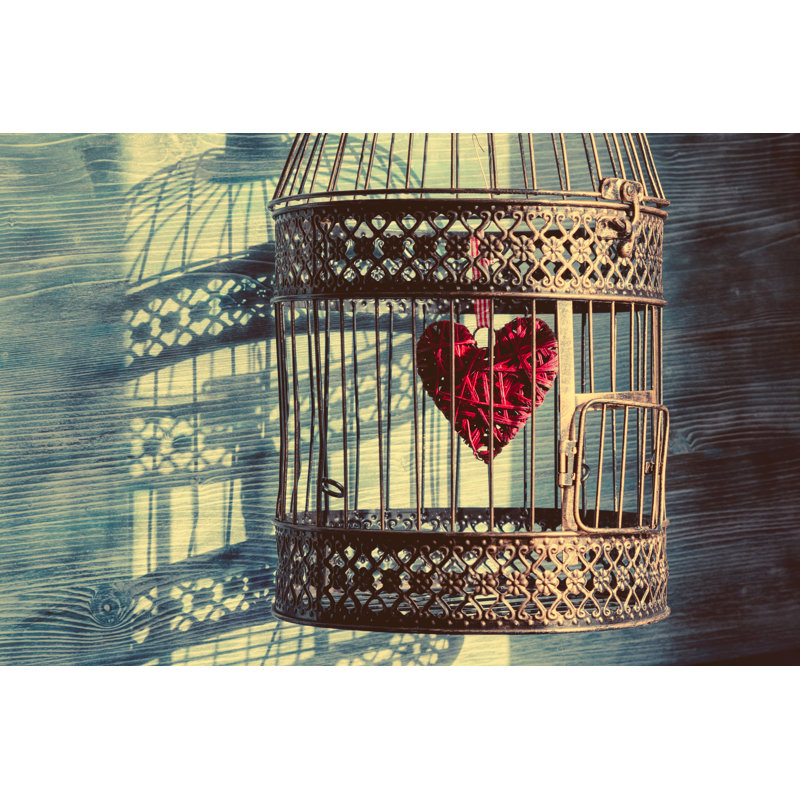Birdcage With Heart - Wrapped Canvas Print, 51cm H x 76cm W