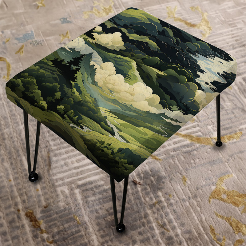 Nomadic Evasion Landscape Pattern - Abstract Rectangle Ottoman
