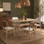 Ensemble de salle à manger 5 pièces en bois Aria avec pieds sculptés et chaises rembourrées-774489447-568357807