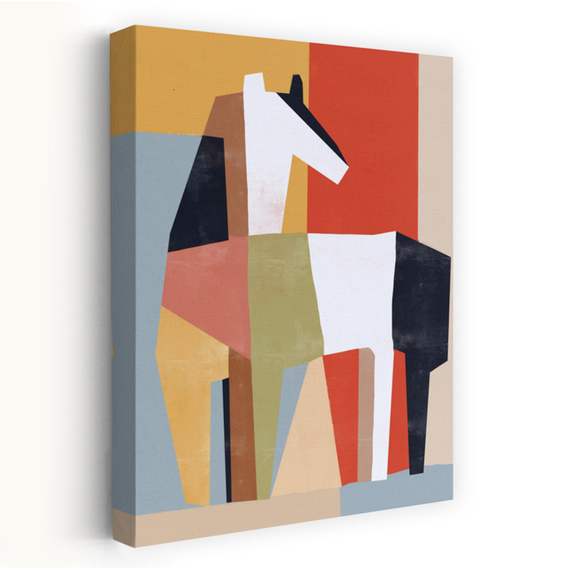 «Vibrant Geometric Horse Abstract», impression d'art contemporain, 18" H x 12" W