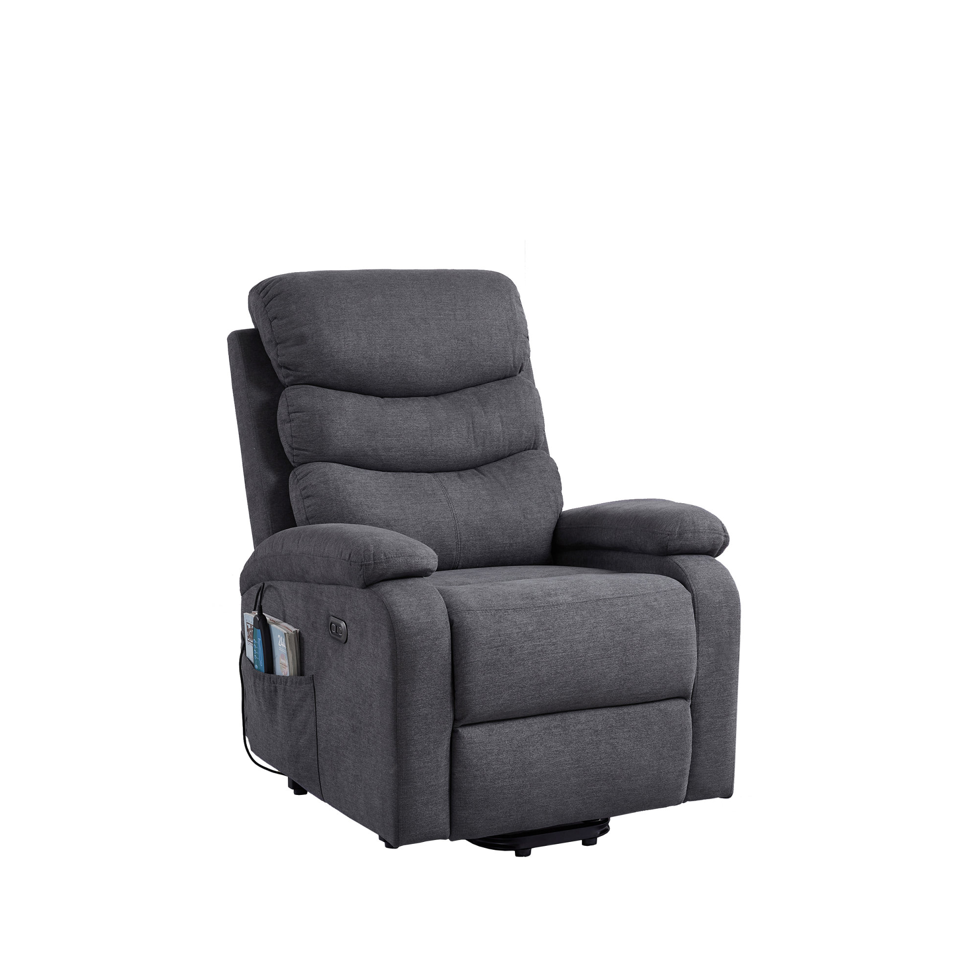 Easy Assembly Living Room Chairs Recliner Chair with Back Support Reading Chair with Footrest Ottomanson Fabric: Gray Polyester