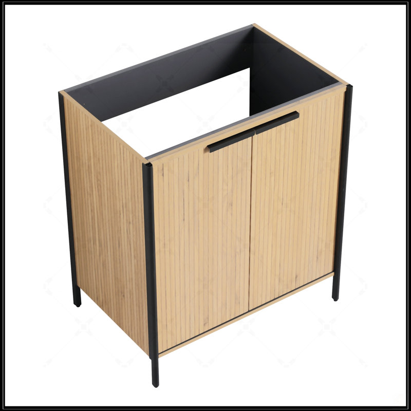 Meuble-lavabo autoportant avec rangement spacieux et porte à fermeture en douceur, sans lavabo, parfait pour les salles de bain modernes