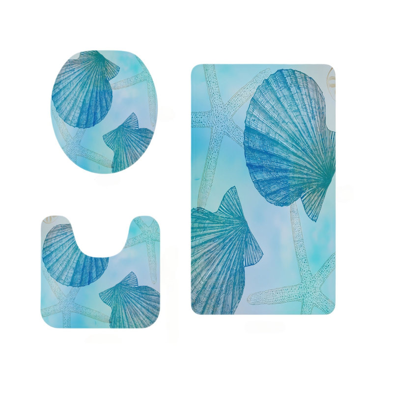 Ensemble de tapis de salle de bain 3 pièces Blue Seashell