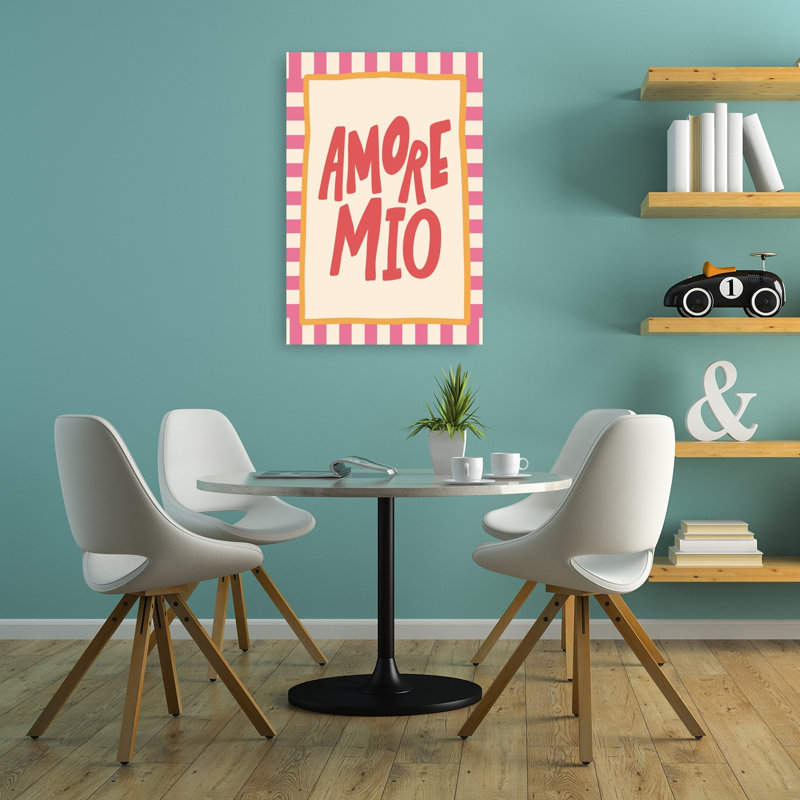 Amore Mio Love Bold Retro Romantic Wall Art Print 1 Piece Wrapped Canvas Wall Art, 91.44cm H x 60.96cm W