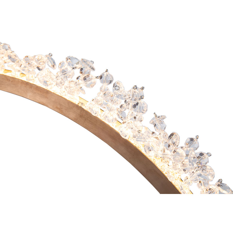 Lustre DEL doré à une lumière de style transitionnel avec accents de cristal transparent