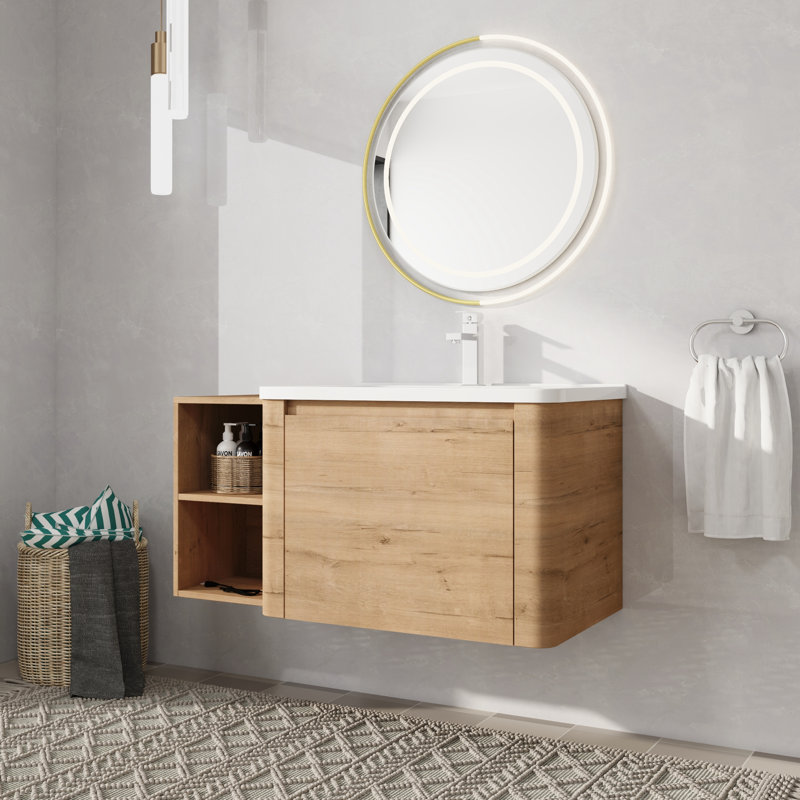 Meuble-lavabo mural simple 40 po avec comptoir en céramique, 40"