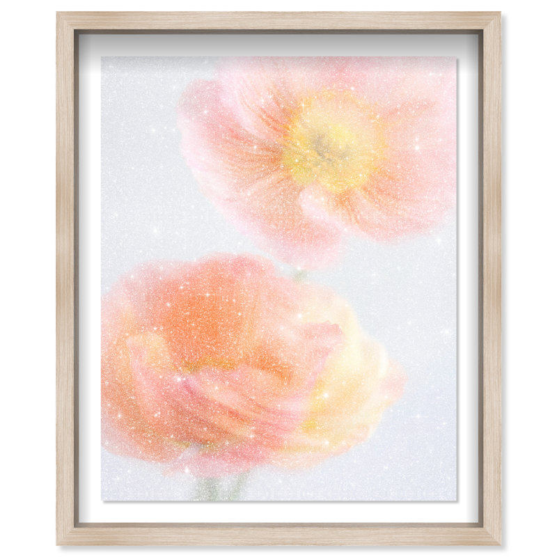 Hazy Camelias Print by Oliver Gal, 21.5"H x 25.5"W, Natural Oak Shadowbox
