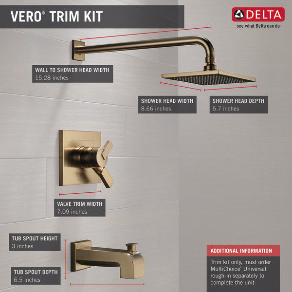 Vero Volume Control Tub and Shower Faucet, Champagne Bronze
