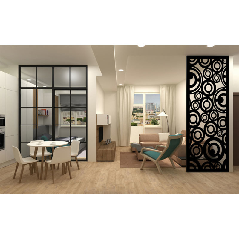 Space-Moon-Decor Metal Privacy Screen, Black Matte, 36" W x 48" H