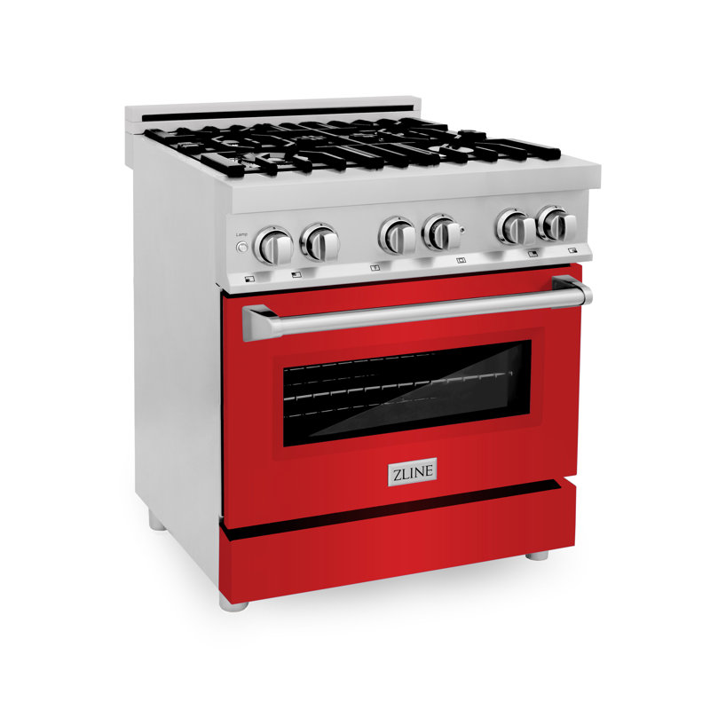 ZLINE 30" Legacy Dual Fuel Range, Red Matte Stainless Steel