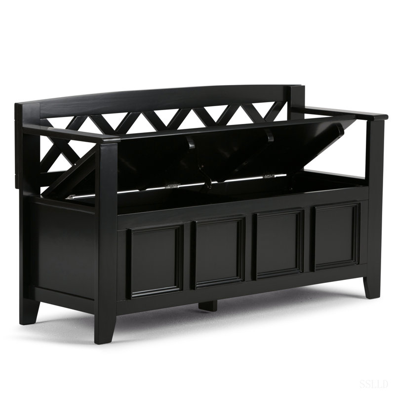 Banc de rangement en bois massif Amherst, Black