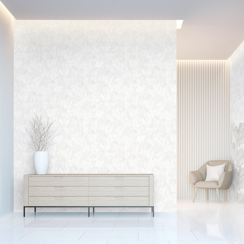 Thaler Shimmery Plain Texture 10.05m x 53cm Wallpaper Roll, White