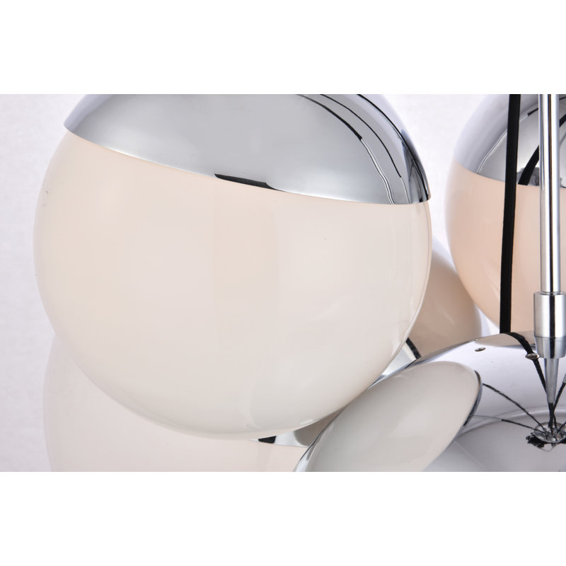 Yearby 6 - Light Cluster Pendant, Chrome, Frosted White