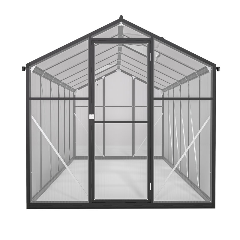 Serre gardée avec fenêtres de ventilation pour les plantes dans le jardin, la cour arrière, la serrure de sécurité en polycarbonate et le balcon climatisé