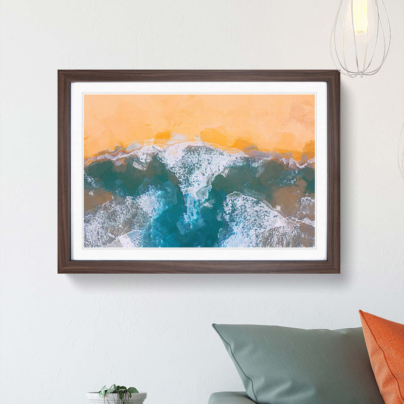 Golden Beach in Australia - Picture Frame Graphic Art Print, 27cm H x 36cm W x 2cm D, Walnut Framed