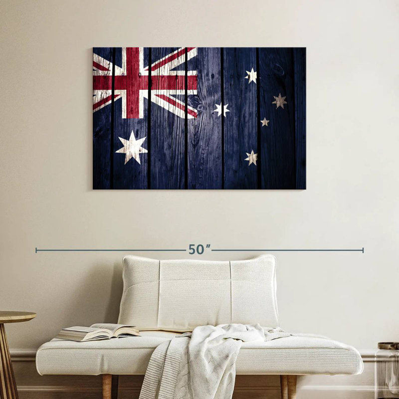 Drapeau australien Borges style bois, H 26 po x l 39 po