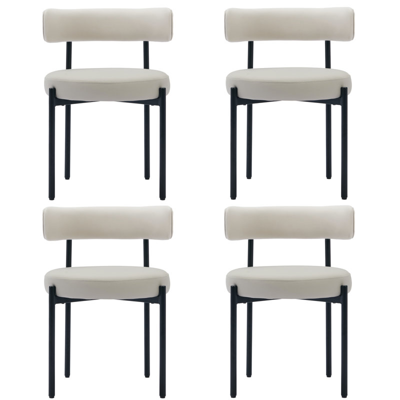 Chaise d'appoint rembourrée en similicuir moderne avec structure en métal, Beige gris, 4