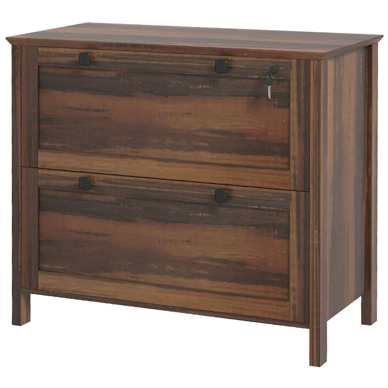 2 Drawer File Cabinet With Lock, Lateral Filing Cabinet With Keys And Adjustable Hanging Bar For Letter, A4 And Legal Size, File Cabinet For Home Office, Brown