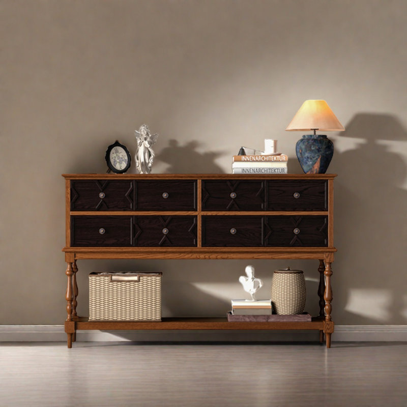 Retro Console Table With 4 Drawers, Brown