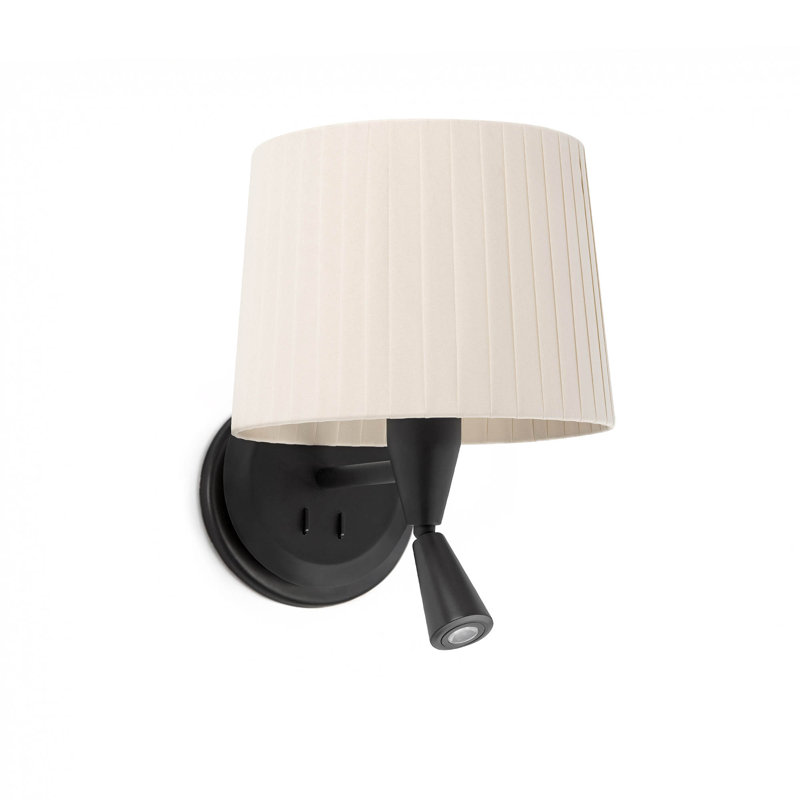 Lampe murale avec lecteur Samba, Beige, Noir mat