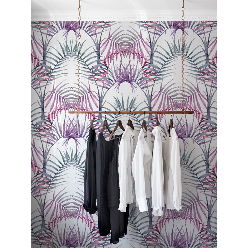 Brianah Matte Wallpaper Roll, 250 x 104cm, Purple/Grey/White