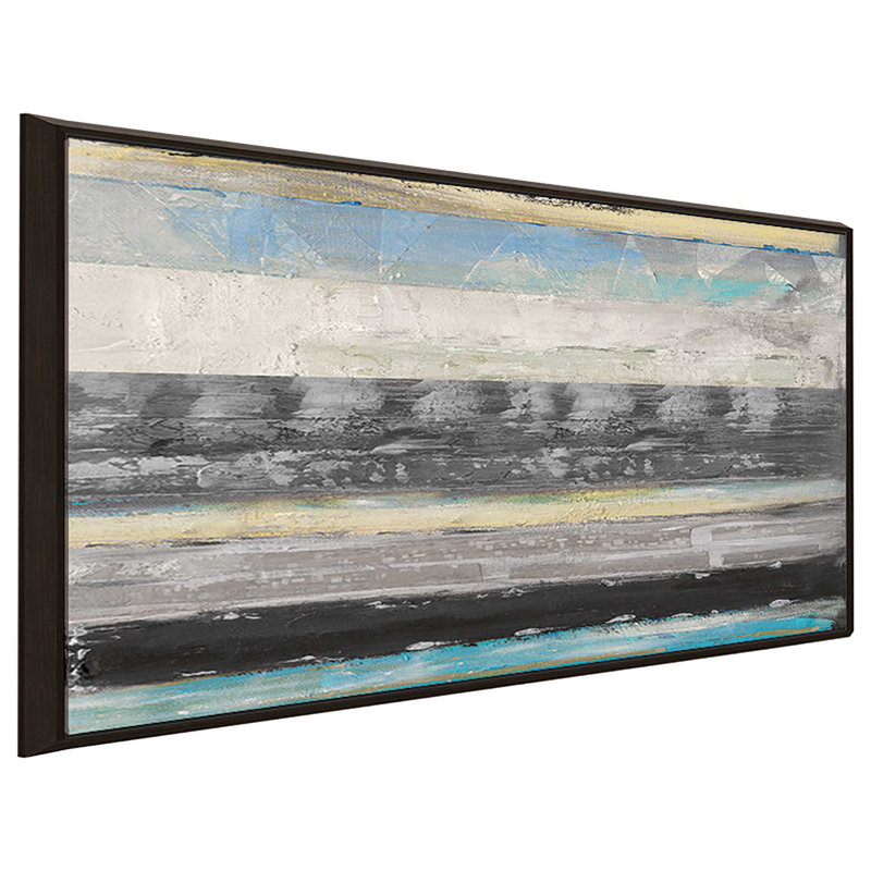 Stratis I by Tava Studios - Floater Frame Print on Canvas, 27.5" H x 43.5" W x 2" D, Espresso Floater Frame